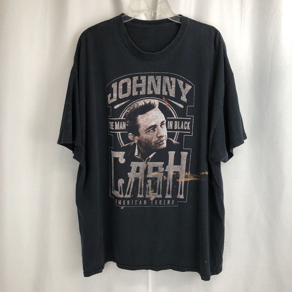 Johnny Cash 2XL Graphic Mens T-Shirt The Man in Black Country Music Tee